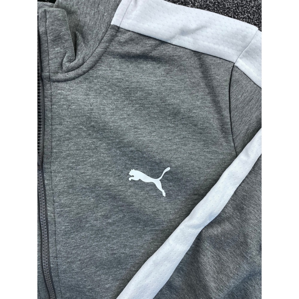 PUMA Track Jacket Mens‎ L 1/2 Front Zip Athletic Long Sleeve Pocket Gray - Picture 3 of 8